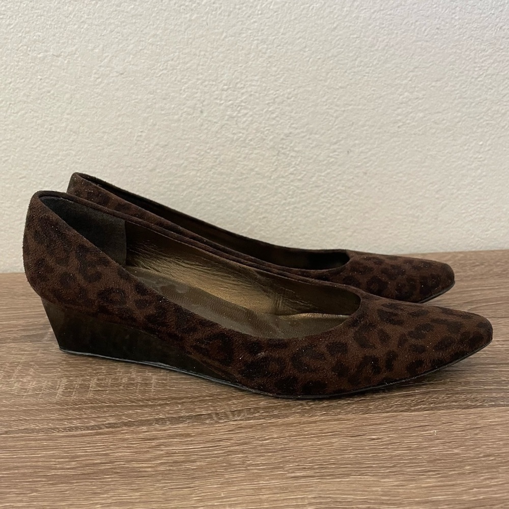 Stuart Weitzman Vintage Cheetah Print Suede Wedges, Size 6.5
